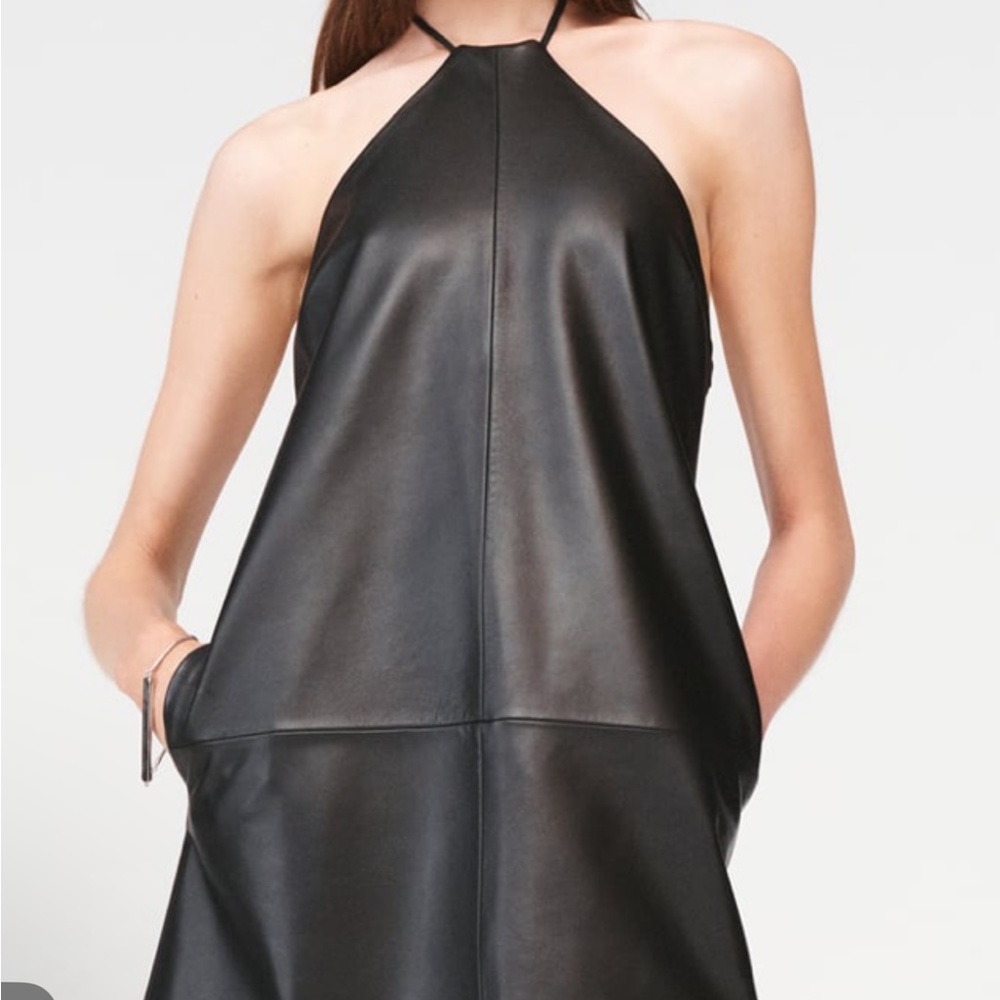 Zara genuine sheep leather halter mini dress Sz S